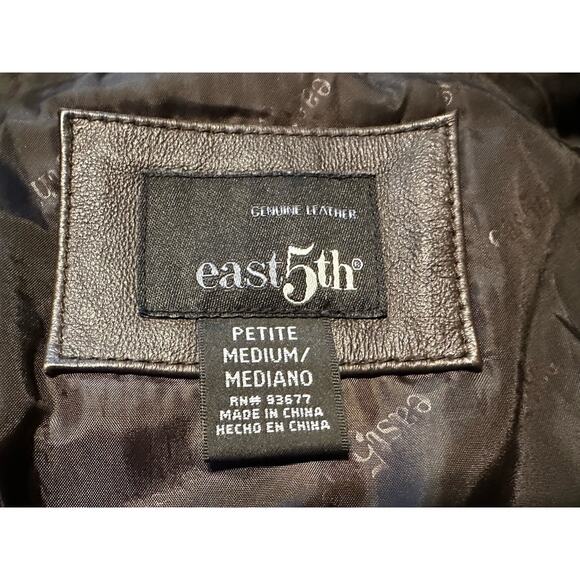 Genuine Leather Jacket East 5th Petite Medium Brown - Picture 8 of 12